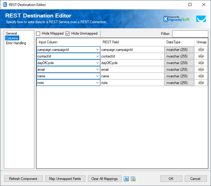 GetResponse Destination Component - Columns.png